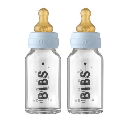 Garrafa para Bebidas BIBS Glass Bottle Azul Bibs - Biberões - congelador, microondas, reciclável, sem BPA