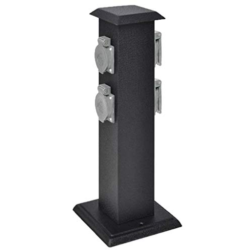 Pilar de Tomadas de Energia vidaXL para Jardim Preto vidaXL - Fios e cabos elétricos - jardim, resistente, tomadas, extremos