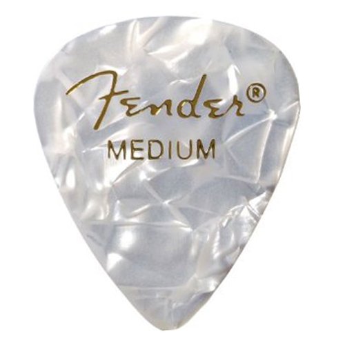 Fender 351 Medium Premium White Medium Moto Fender - Acessórios para guitarra - poliéster, tensão média, 40'', guitarra eléctrica