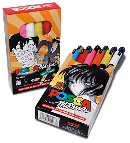 Caixa de 12 Marcadores POSCA PC-1MR (Multicor) Papelería, regalos & cajas experiencia - Marcadores e marcadores de texto - multicor, ponta 1,0 mm, base água