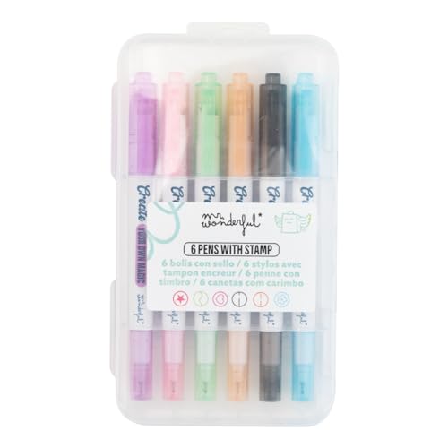 Conjunto de 6 Bolos Coloridos com Carimbo MR. WONDERFUL Mr. Wonderful - Instrumentos de escrita e desenho - 6 canetas, coloridas, selo de carimbo, decorar