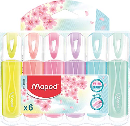 Marcador MAPED Fluopastel 6 Unidades (Multicor) Maped - Marcadores e marcadores de texto - multicor, ponta arredondada, lavável, pastel