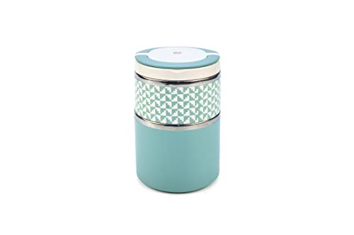 Caixa Termo Dupla IRIS BARCELONA Lunch Box (Verde - Aço Inoxidável - 9 x 20.5 x 8 cm) IRIS - Lancheiras e sacos - dupla, verde, aço inoxidável