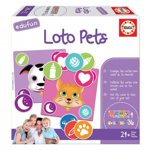 Jogo Educa Borrás Loto Pets (Idade Mínima Recomendada: 2 anos) EDUCA - Jogos - educativo, 2 anos, animais, cuidados