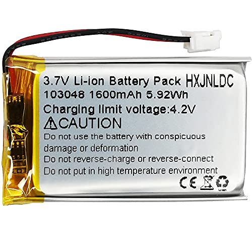 Bateria Recarregável DC 3,7V 1600mAh 103048 HXJN - Baterias para mp3 player - 3.7 V, 1600 mAh, universal, preto