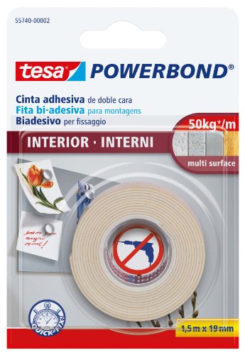 Fita Adesiva TESA Double Sided Tape (19mmx1,5m) TESA - Fitas adesivas de escritório - dupla face, fotografias, removível, superfícies lisas