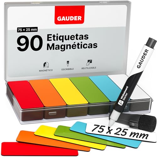 Etiquetas Magnéticas GAUDER 10 Unidades (Multicor - 75x25mm) GAUDER - Adesivos e ímãs para artesanato - multicor, 75x25mm, magnéticas
