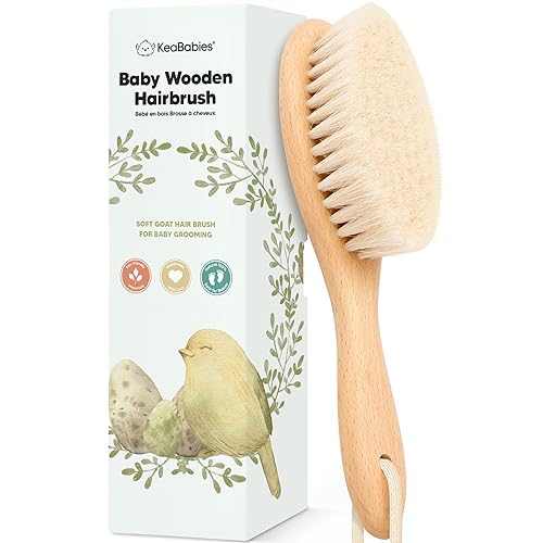 Escova de Cabelo para Bebé 100% Madeira Natural com Pêlo Cabra KeaBabies - Banho e corpo - madeira natural, pêlo cabra, bebés, primeiros dias