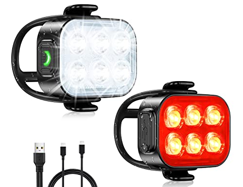 Luz Frontal e Traseira Glangeh para Bicicleta Glangeh - Luzes de segurança e refletores esportivos - luz frontal, luz traseira, glangeh, bicicleta, led potente, recarregável usb