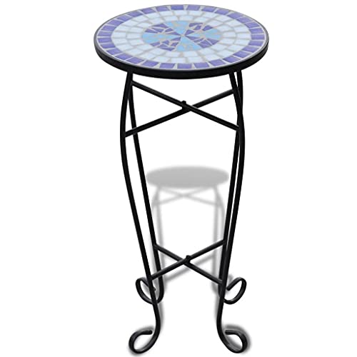 Mesa auxiliar para plantas vidaXL | Azul, branco (Puericultura - Dormitório) vidaXL - Móveis de exterior - azul, branco, plantas