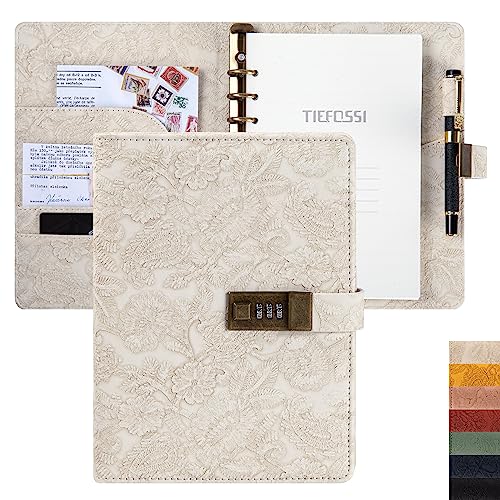 Caderno VINTAGE SECRET LOCK FLOWERS (A5 - Bege) TIEFOSSI - Cadernos e bloco de notas - A5, bege, secret lock