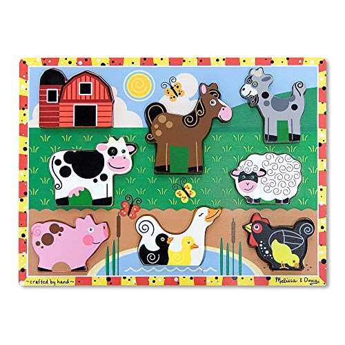 Puzzle MELISSA & DOUG Wooden Chunky Farm Animals (Idade Mínima Recomendada: 3 anos) Melissa & Doug - Quebra-cabeças - madeira, 7 peças, fazenda, cores vivas