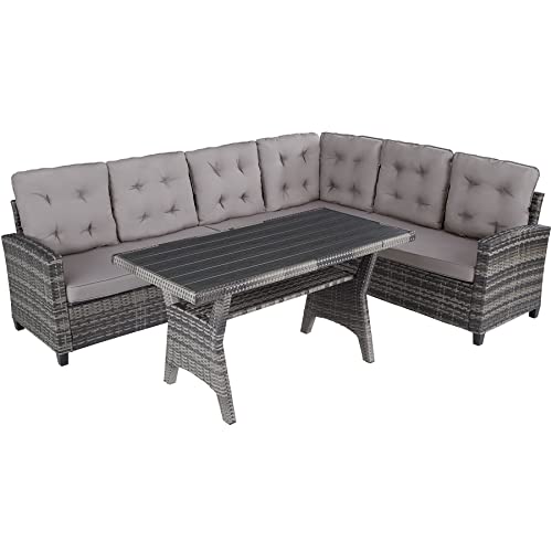 Conjunto de Jardim TECTAKE (Cinzento - Poli-Rattan - 81x72.5x75 cm) TecTake - Móveis de exterior - poli-rattan, cinzento, jardim