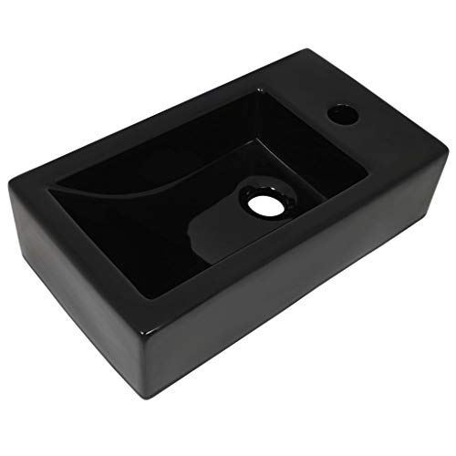 Lavatório VDX-VEO-01 (Branco - Cerâmica e Vidro - 46x25.5x50 cm) vidaXL - Acessórios de encanamento - cerâmica, vidro, 46x25.5x50 cm, 45 cm