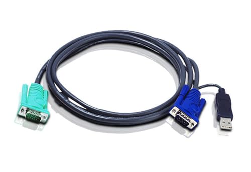 Adaptador ATEN (KVM - KVM - 1.2 m m - Preto) ATEN - Cabos kvm - 1.2m, usb a, hd15, plug & play