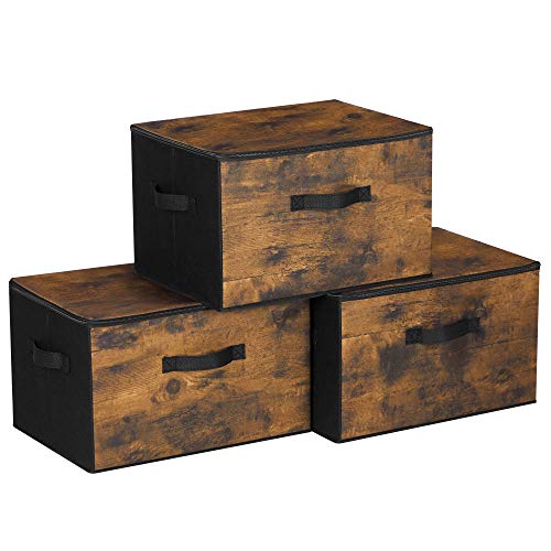 Caixa de Arrumação SONGMICS Ryz103B01 Castanho SONGMICS - Recipientes de armazenamento doméstico - 80x30x40 cm, 15 kg, MDF + alumínio, castanho