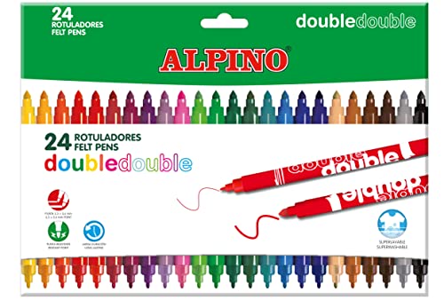 Pack 24 Marcadores Duplos ALPINO (Multicor) Alpino - Marcadores e marcadores de texto - 24 marcadores, duplos, multicor, ponta grossa, ponta fina