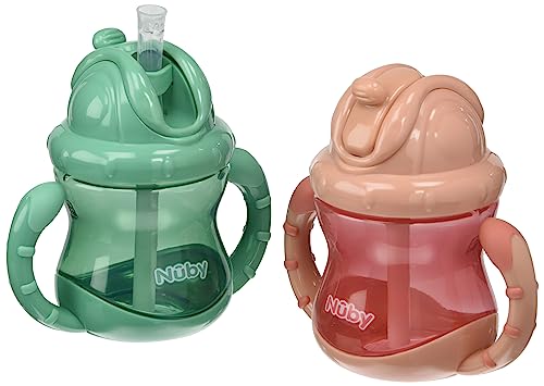 Conjunto de 2 Canecas NUBY Flip-It Rosa e Verde Nuby - Canecas - cerâmica, copo, retangular, bico fácil