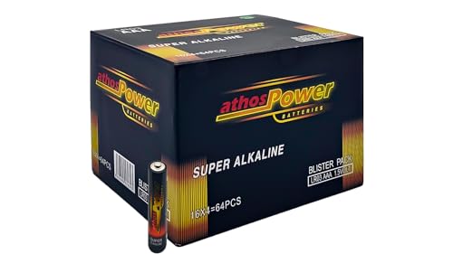 Pilhas Alcalinas AAA (1,5V) - Pack de 64 Athos Power - Baterias - alcalinas, 1,5v, pack 64, litio