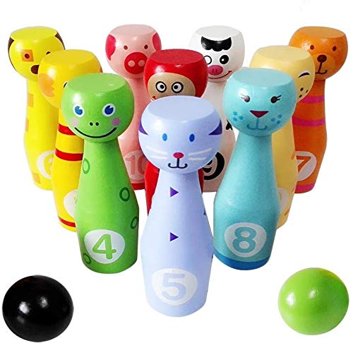 Jogo Didático AFUNTI Wooden Bowling Set (Idade Mínima: 3) Afunti - Brinquedos - jogo didático, madeira, boliche, peças, idade mínima: 3