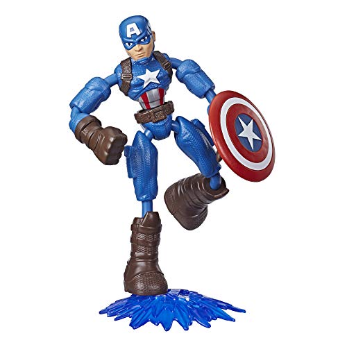 Figura de Ação AVENGERS Bend and Flex Captain America (Idade Mínima: 4 anos) Marvel - Bonecos de ação e brinquedo - avengers, captain america, bend & flex, personagens favoritos, acessório incluído