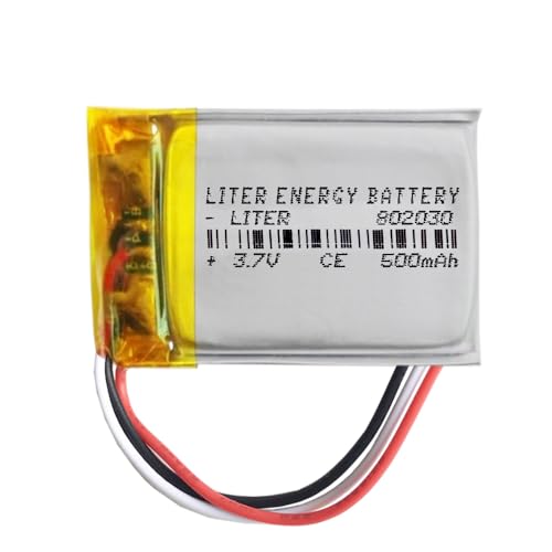 Bateria 3 Cabos 802030 LiPo 3.7V 500Mah 1.85Wh 1S 5C Liter Energy Battery Recargable com Pcm Termistor Ntc Smartwatch Liter Energy Battery - Termopares e termopilhas - LiPo, 3.7V, 500mah, recarregável