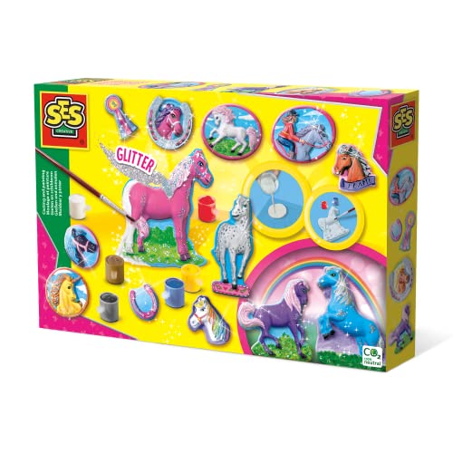 Jogo de Tabuleiro SES CREATIVE Children's fantasy horses casting and painting set (Idade Mínima Recomendada: 4 anos) SES CREATIVE - Materiais de arte e artesanato - jogo tabuleiro, cavalos, gesso, pintura, 4 anos