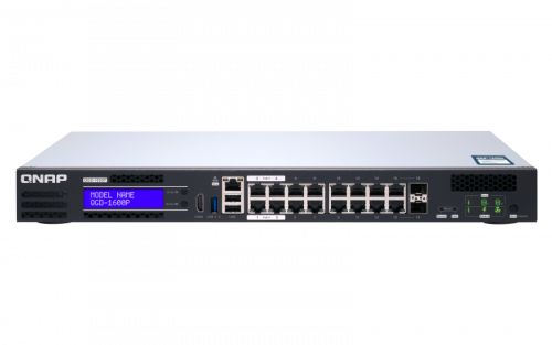 Servidor NAS e de armazenamento QNAP QGD-1600P QNAP - Concentradores e comutadores - gigabit ethernet, usb 2.0, 14 portas lan, preto e branco