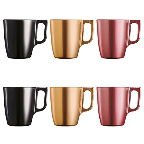 Conjunto de Talheres LUMINARC Flashy (Vidro) Luminarc - Canecas - 6 tigelas, 250 ml, vidro temperado, resistente a 130ºC
