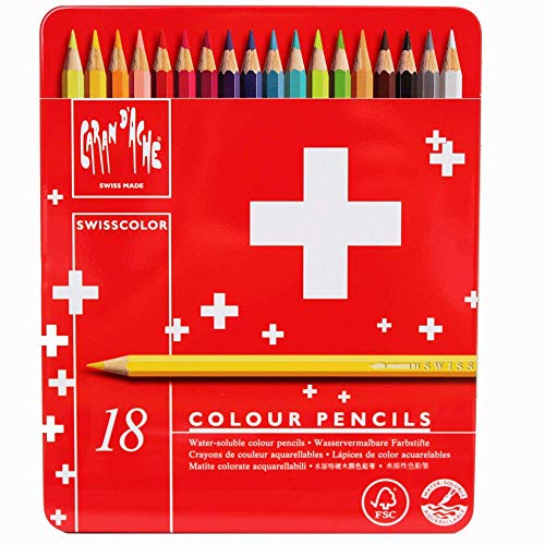 Lápis de Cor CARAN D'ACHE Swisscolor (18 Unidades) Caran d'Ache - Lápis - lápis, cor, caran dache, swisscolor, 18 unidades