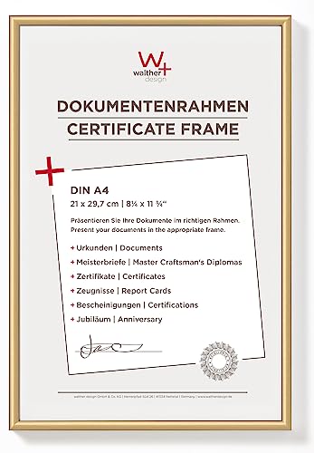 Walter Design Frame Gold 21 X 29.7 Cm Din A4 New Lifestyle Walther - Porta-retratos - dourado, din a4, plástico, 13x18 cm