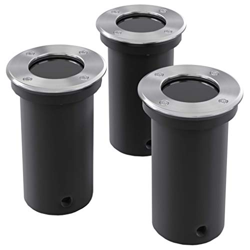 Foco para Jardim VidaXL | 3 Unidades - Redondo vidaXL - Luminárias Decorativas - 3 unidades, redondo, aço inoxidável, vidro temperado