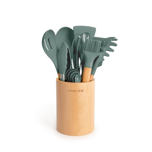 Conjunto de Utensílios de Cozinha CREATE Green Sage (11 peças) CREATE - Conjuntos de utensílios de cozinha - silicone, madeira, 11 peças, varias utilidades