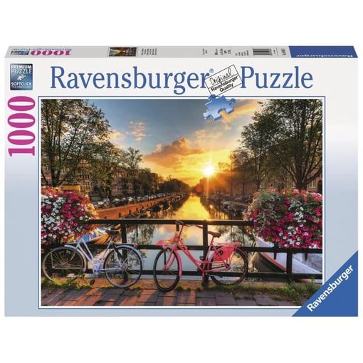 Puzzle RAVENSBURGER Bicicletas em Amsterdã (Idade Mínima: 12 Anos - 1000 Peças) Ravensburger - Quebra-cabeças de encaixar - puzzle, 1000 peças, cartão, bicicletas, amsterdã