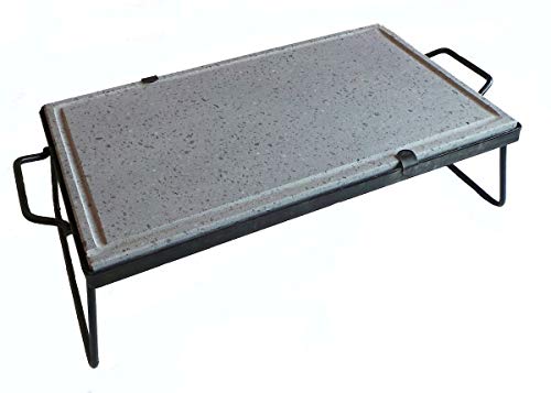 Grelhador de Pedra com Asses e Pés de Suporte para Churrasco, Barbecue, Cozinha Dietética Inferramenta - Utensílios de cozinha - aço inoxidável, 37x27x14 cm, fogão, churrasco