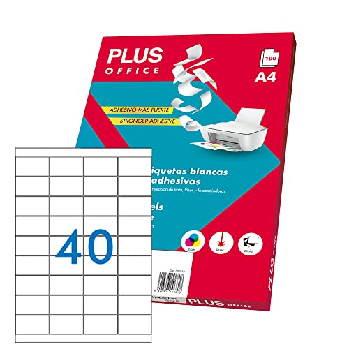 Etiqueta para Impressão PLUS OFFICE Branco PLUS OFFICE - Papel de impressora e copiadora - branco, impressão