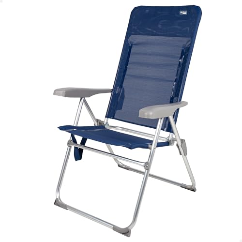 Cadeira de Praia AKTIVE Azul (Alumínio - 66x62x110cm) AKTIVE - Móveis de exterior - alumínio, 66x62x110cm, azul