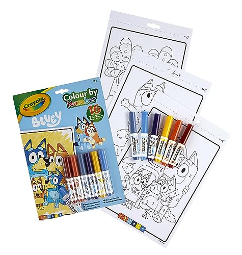Colorir com Números Bluey Crayola 4 Páginas CRAYOLA - Marcadores - colorir, números, Bluey, crayola, 4 páginas