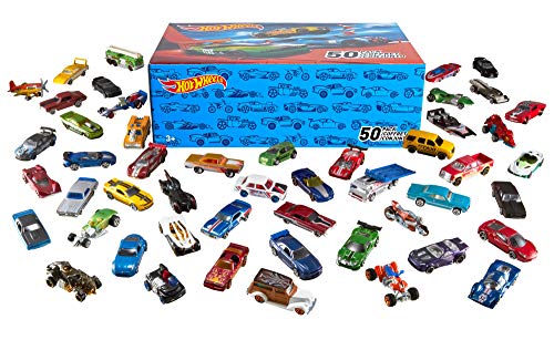 Conjunto de veículos HOT WHEELS (4 anos) Hot Wheels - Carrinhos de brinquedo - 50 veículos, carros de corrida, polícia, combate