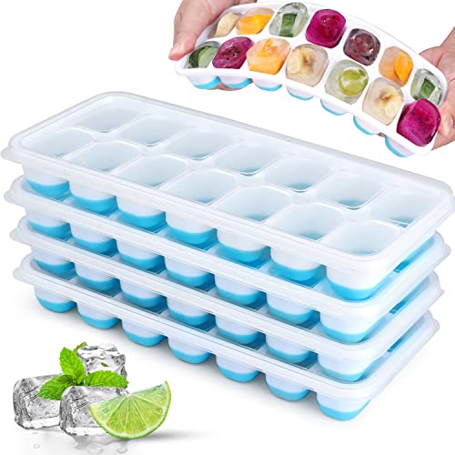 Cubos de Gelo 4 Peças com Tampo Jrisbo Jrisbo - Formas de gelo - 4 peças, tampo, plástico, resistente ao gelo