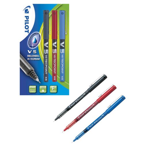 Caneta de Tinta Permanente PILOT Bx-V5 Preto Azul Vermelho Pilot - Marcadores e marcadores de texto - tinta permanente, design moderno, traço médio, pigmentada