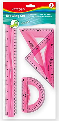 Conjunto de Regras FLEXIBLES Multicor (17.5 x 1.2 x 0.4 cm) KEYROAD - Réguas - flexível, plástico, 30 cm, escuadra