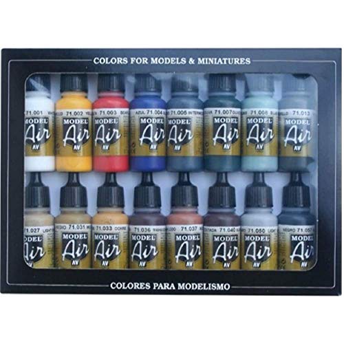 Conjunto de Pintura Vallejo Model Color Set Acryicos Vallejo, S.L. - Tinta, tinta de arte e esmalte - conjunto, pintura, vallejo, model color set, 16 potes, 17 ml