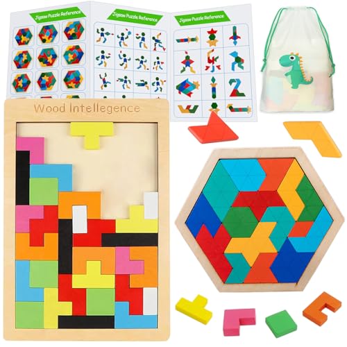Puzzle 2Pcs Puzzle Tetris de Madeira Tangram Jigsaw shantoushizishengkejiyouxiangongsi - Jogos - puzzle, madeira, tetris, tangram, jigsaw