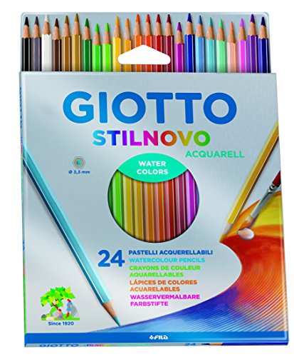 Lápis de Cor GIOTTO Aguarela (Caixa de 24 - Multicor) Giotto - Equipamento de escritório - água, lavável, 3,3mm, multicor