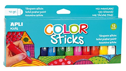 Pack 12 Temperas APLI 10 g (Satinado) - Não mancha APLI - Tinta, tinta de arte e esmalte - satinado, 10 g, não mancha