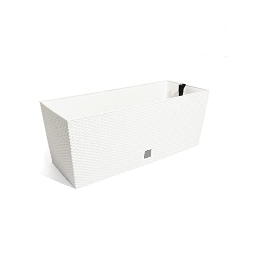 Vaso Rectangular de 72 L com Rega Automática Cor Branca 80 X 33 X 32 Cm Prosperplast - Vasos e canteiros - rega automática, 72 litros, 80x33x32 cm, branca