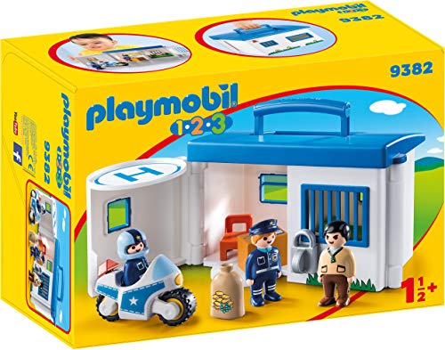 Playmobil 1,2,3 9382 conjunto de bonecos temáticos PLAYMOBIL - Conjuntos de brinquedos - helicóptero, mota da polícia, prisão, oficina