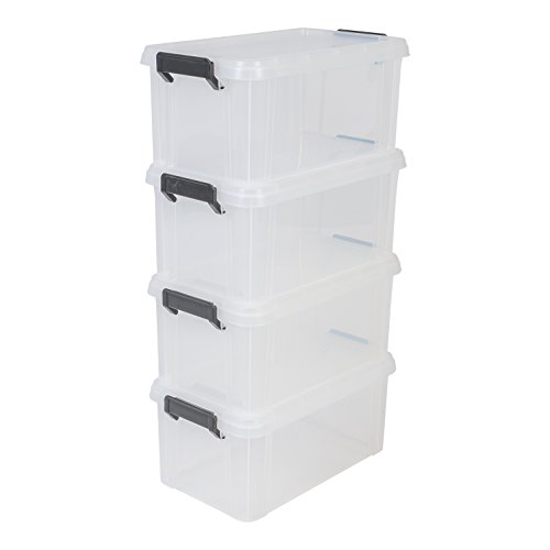 Caixa de Arrumação Iris OHYAMA MBX-6 Transparente e Preto Iris Ohyama - Recipientes de armazenamento doméstico - 6L, plástico resistente, 2 cliques, modular