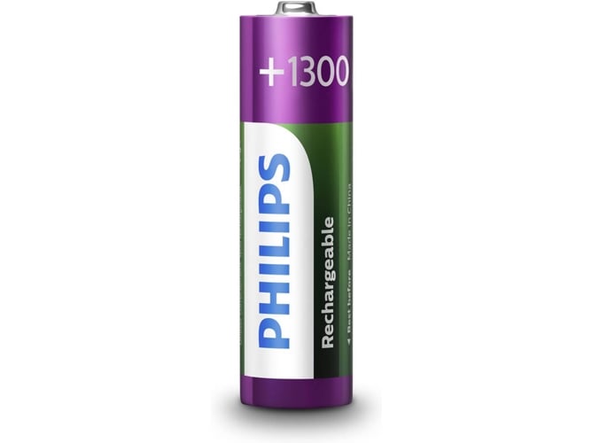 Pilha Recarregável PHILIPS R6B4A130/10 Philips - Baterias - 1300 mAh, universal, aa, azul